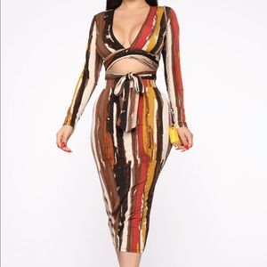 Long sleeve shirt & skirt set